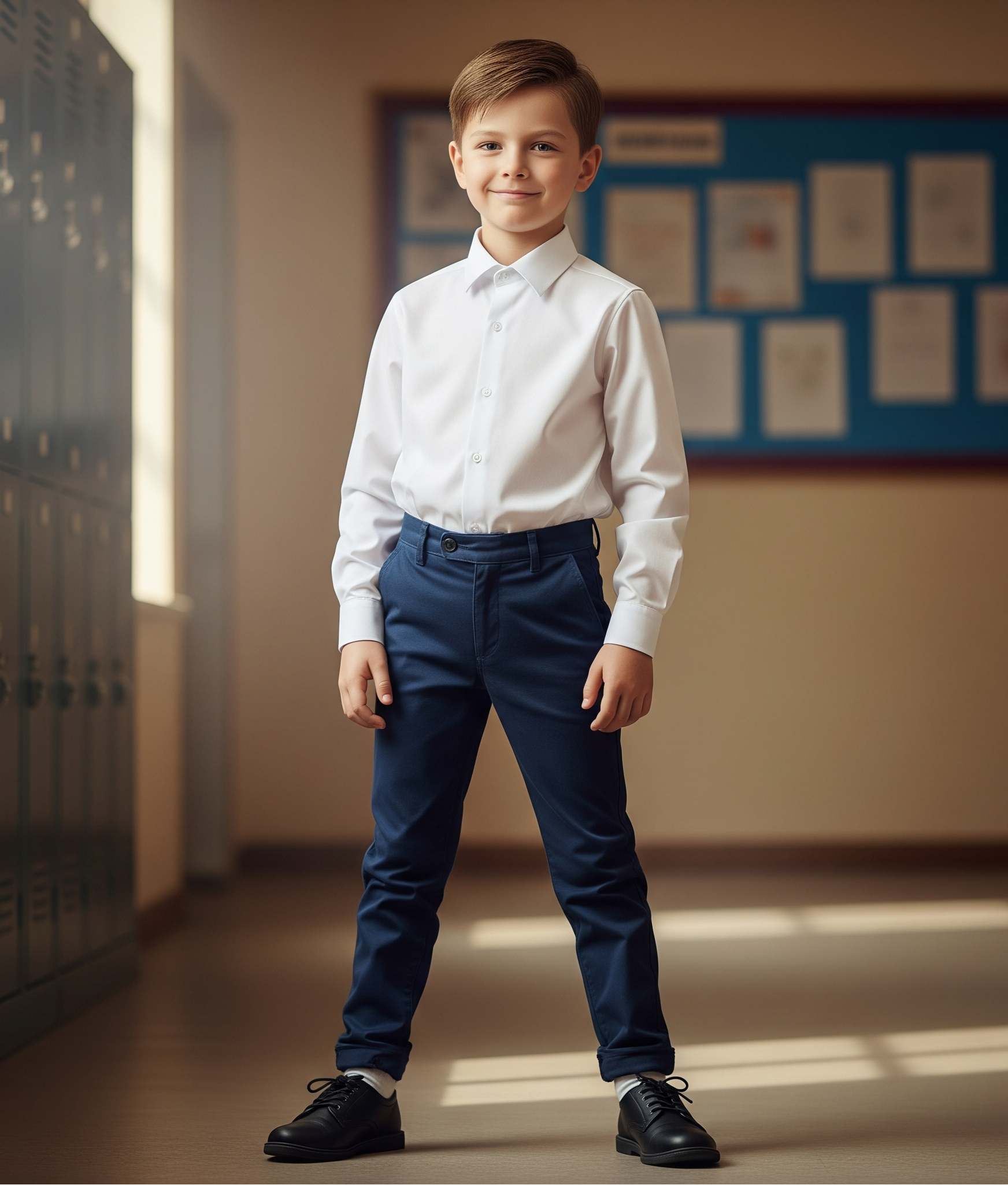 CAMISA COLEGIAL MANGA CORTA Y LARGA EN DACRON